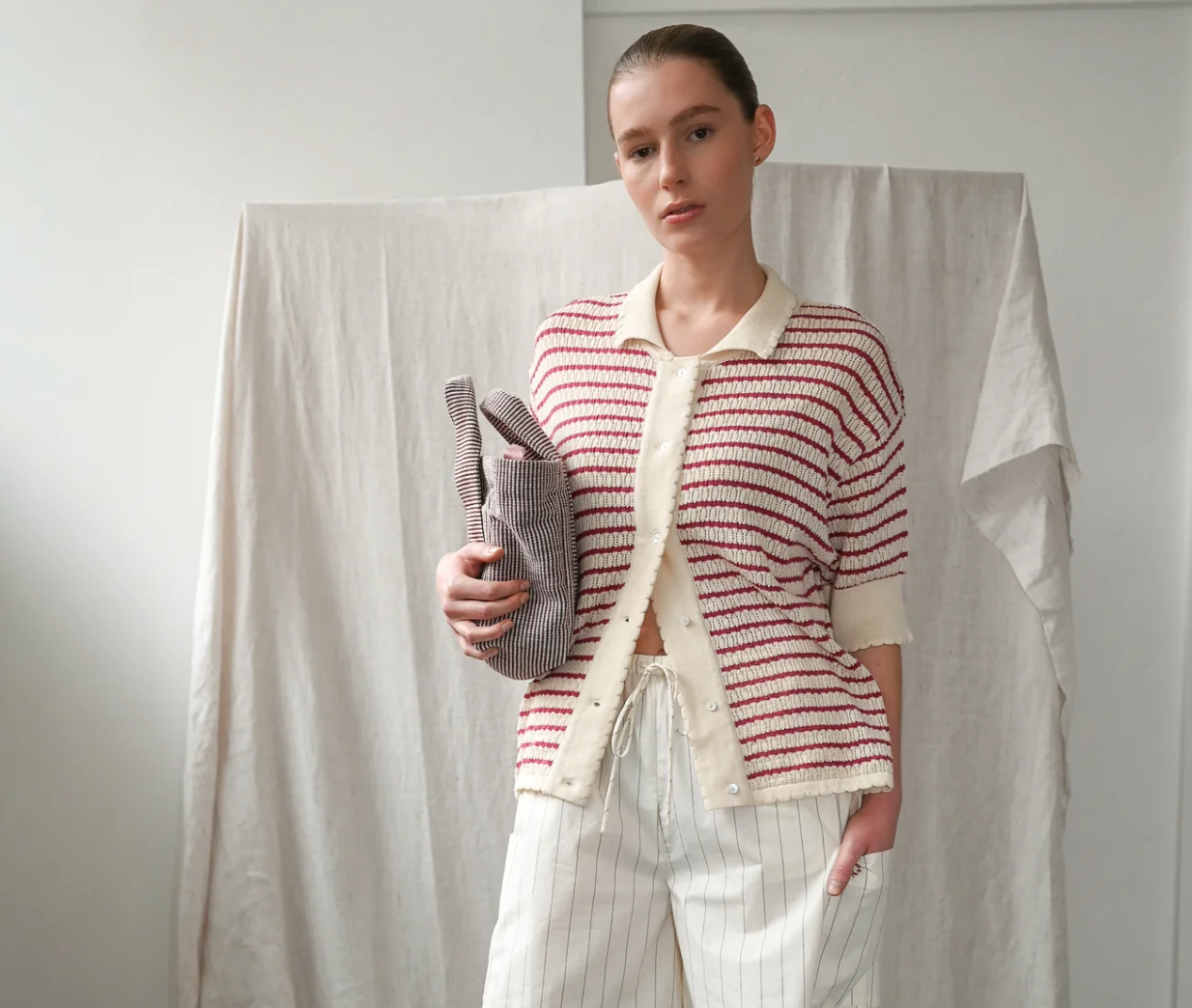 Proem Parades Lullu Polo Cardigan, Holly Berry