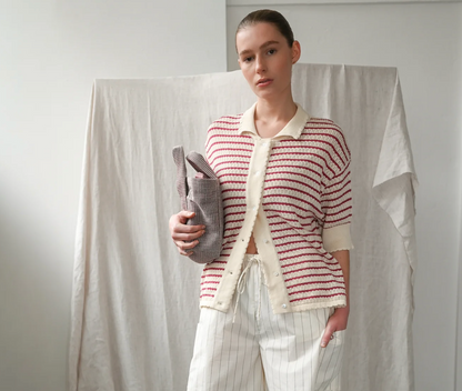 Proem Parades Lullu Polo Cardigan, Holly Berry