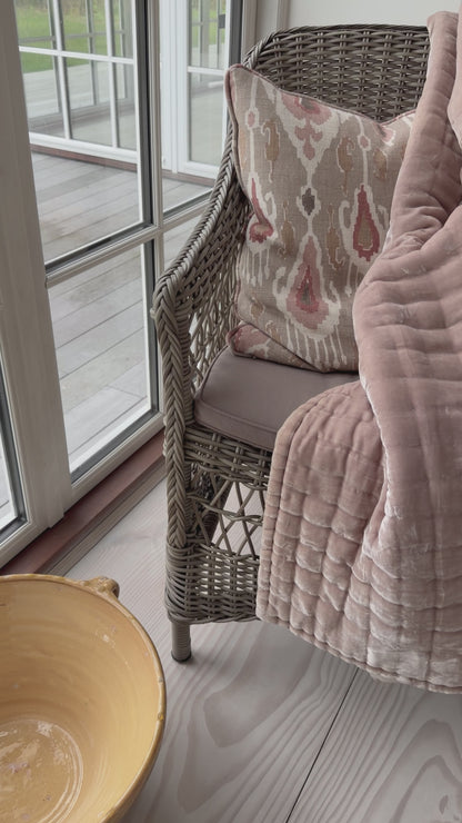Plaid / Sengetæppe i silkevelour, Rosa Beige